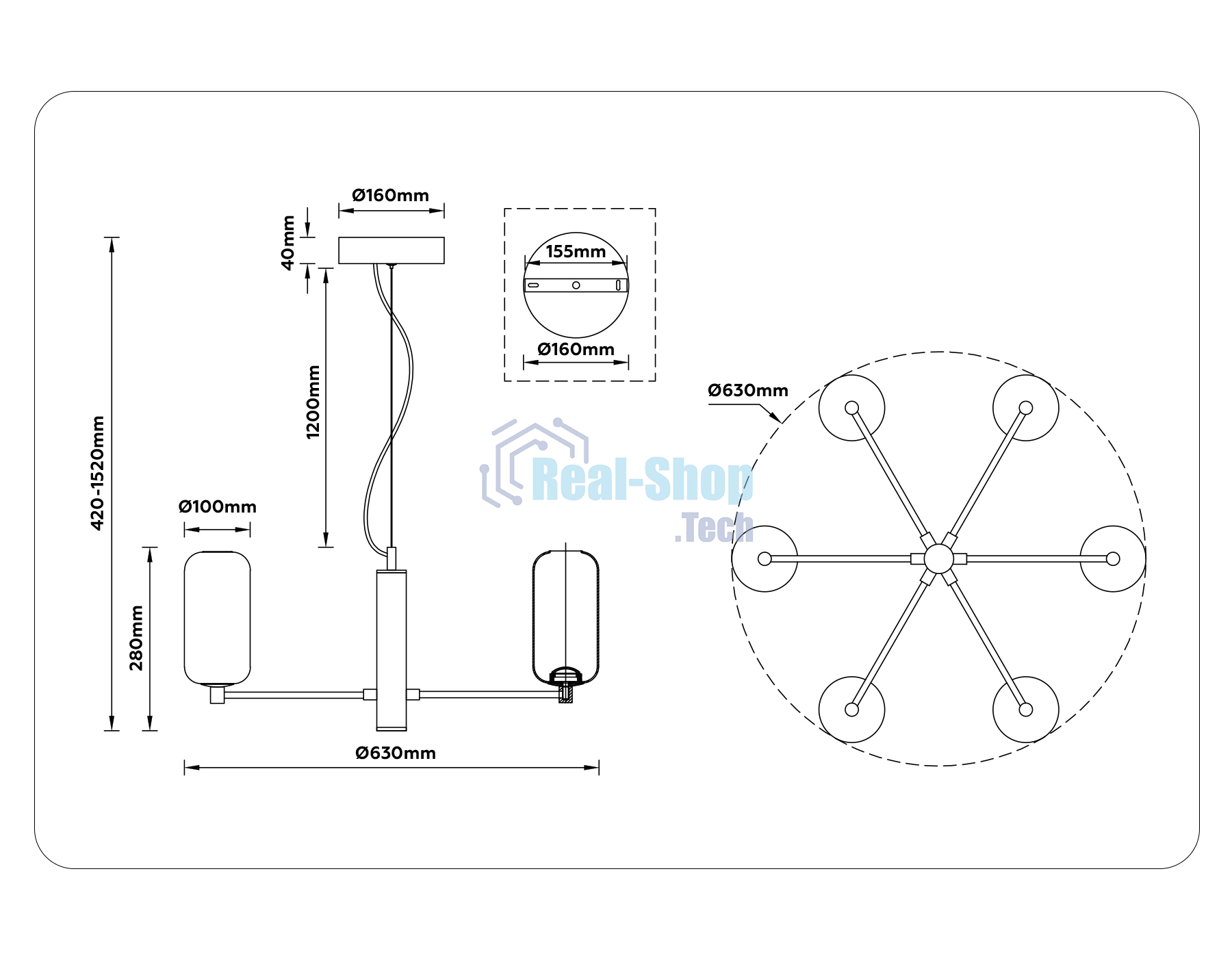 Подвесной светодиодный светильник Ambrella light LH11107/6 WH/FR белый/белый матовый 24W 3000K D630*280