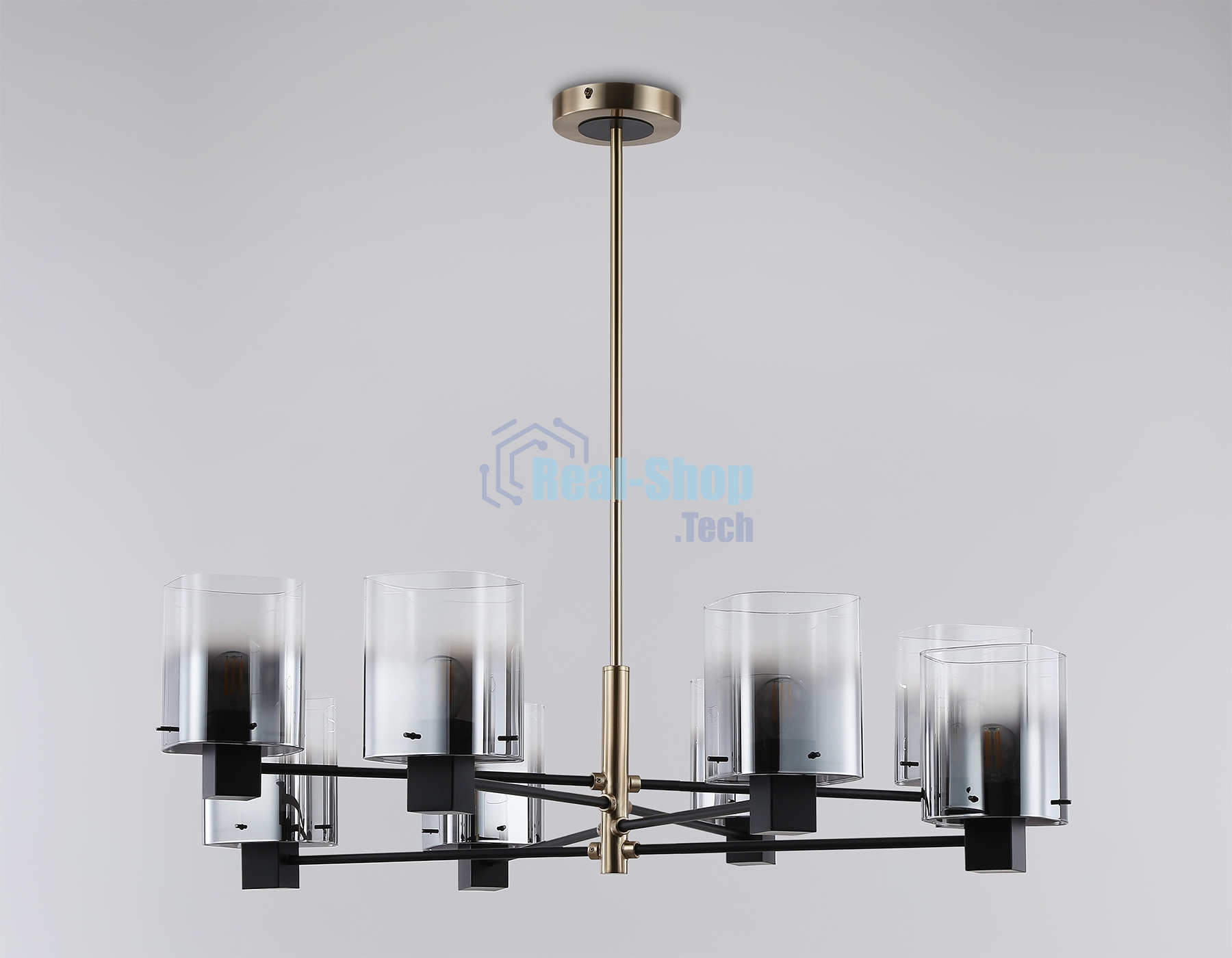 Люстра Ambrella light LH57043/8 BK/DBS/SM черный/темная латунь/дымчатый E14/8 max 40W D830*710
