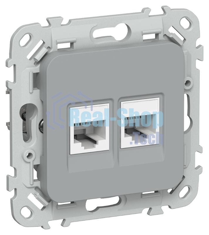 Розетка 2-местная компьютерная RJ45 категория 5Е UTP РК5е-2-0-ФлС серый FLITE