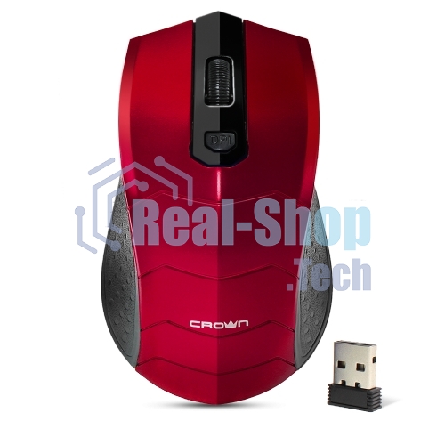 Мышь беспроводная Crown CMM-934W красный/черный, 1200 dpi, радиоканал, USB, кнопки - 4