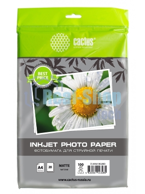 Фотобумага Cactus CS-MA410020ED A4/100г/м2/20л./белый матовое для струйной печати