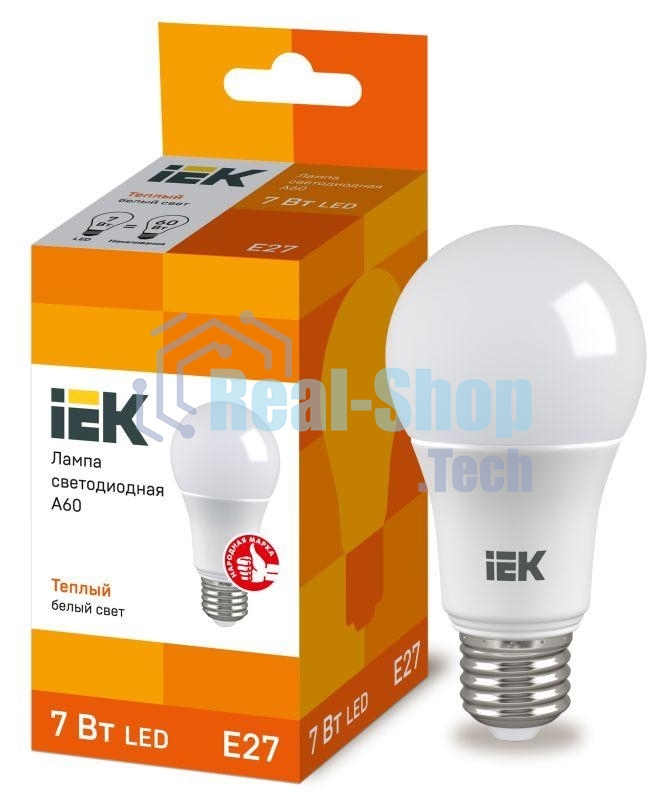 Лампа cветодиодная Iek LLE-A60-7-230-30-E27 ECO A60 шар 7Вт 230В 3000К E27 IEK