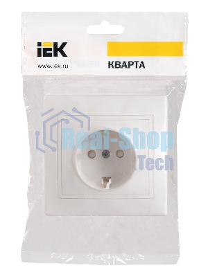 Розетка 1-м СП Кварта 16А РСш10-3-КБ защ. шторки с заземл. IP20 белый IEK ERK11-K01-16-DM