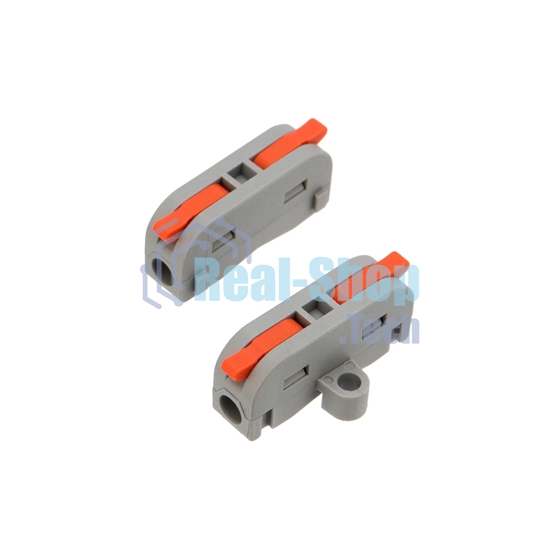 Клемма соединительная Rexant многоразовая проходная 1 полюс, с монтажной площадкой (0,08-4 мм²), серая (50 шт./уп.)