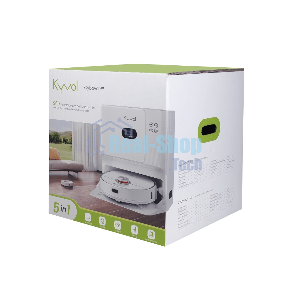 Робот-пылесос Kyvol S60 White, 40 Вт, 5200 мАч Li-Ion, уборка сухая/влажная, пылесборник контейнер 0.35 л