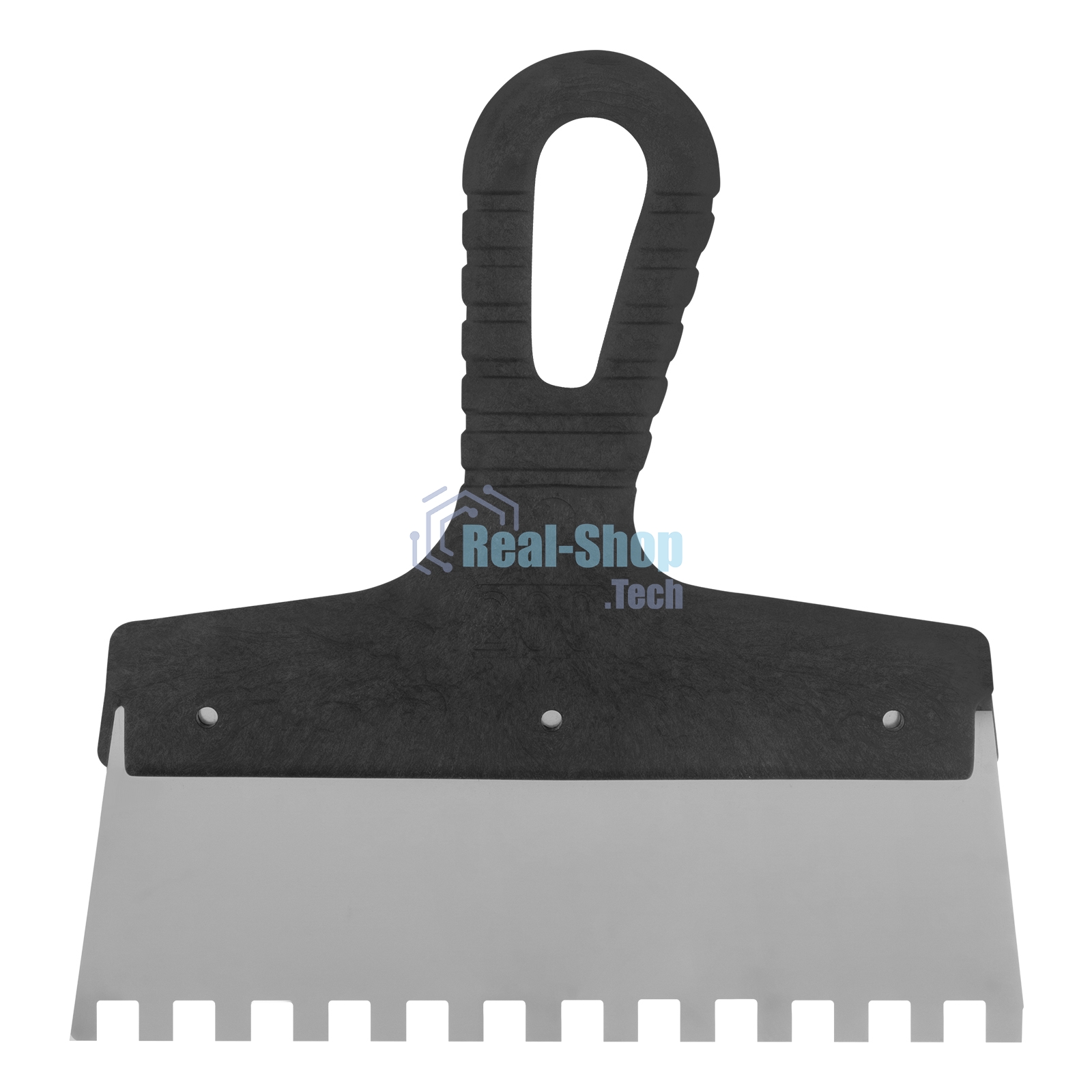 Шпатель из нержавеющей стали Сибртех 200 мм, зуб 8х8 мм, пластмассовая ручка