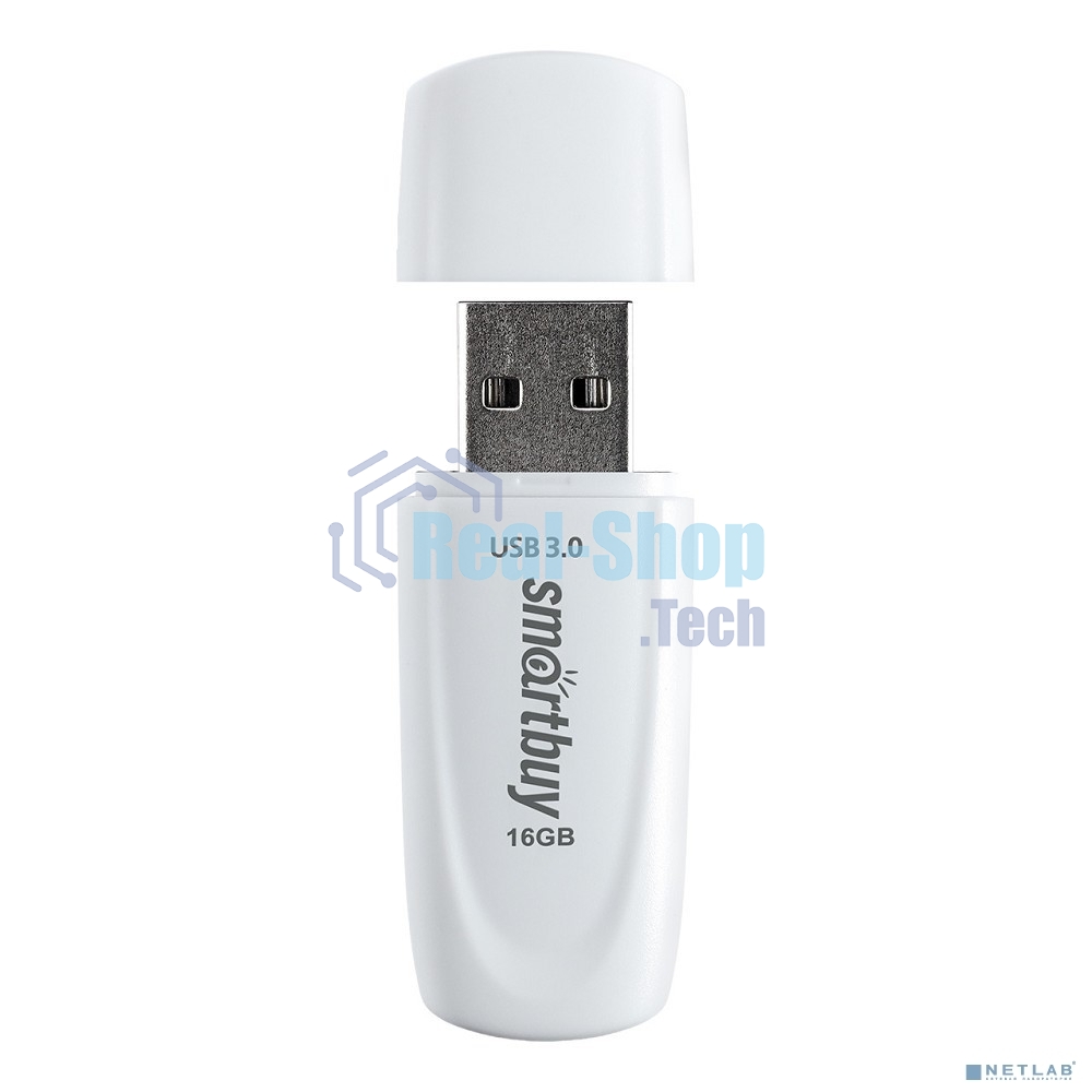 Флешка USB SmartBuy Scout white (SB016Gb3SCW), 16Gb, USB 3.0, R/W 100/40, белый