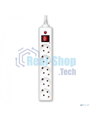 Сетевой фильтр Buro 500SH-1.8-UPS-W 1.8м, 5 розеток, белый, коробка