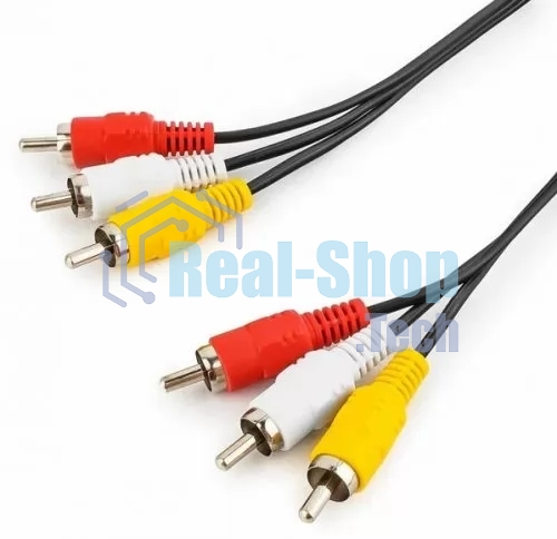 Кабель GoPower 3XRCA (M)-3XRCA (M) 5.0M 00-00027486 черный