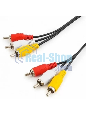 Кабель GoPower 3XRCA (M)-3XRCA (M) 5.0M 00-00027486 черный