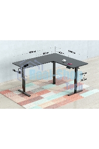 Стол компьютерный Cactus угловой подъемный столешница МДФ черный каркас черный 1600х1400х720х1180 мм (CS-EDXL-BBK)