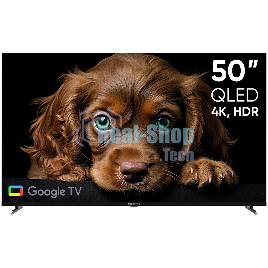 Телевизор Topdevice 50'' TDTV50CQ09U черный QLED UHD 60Hz Google TV 2/16Gb