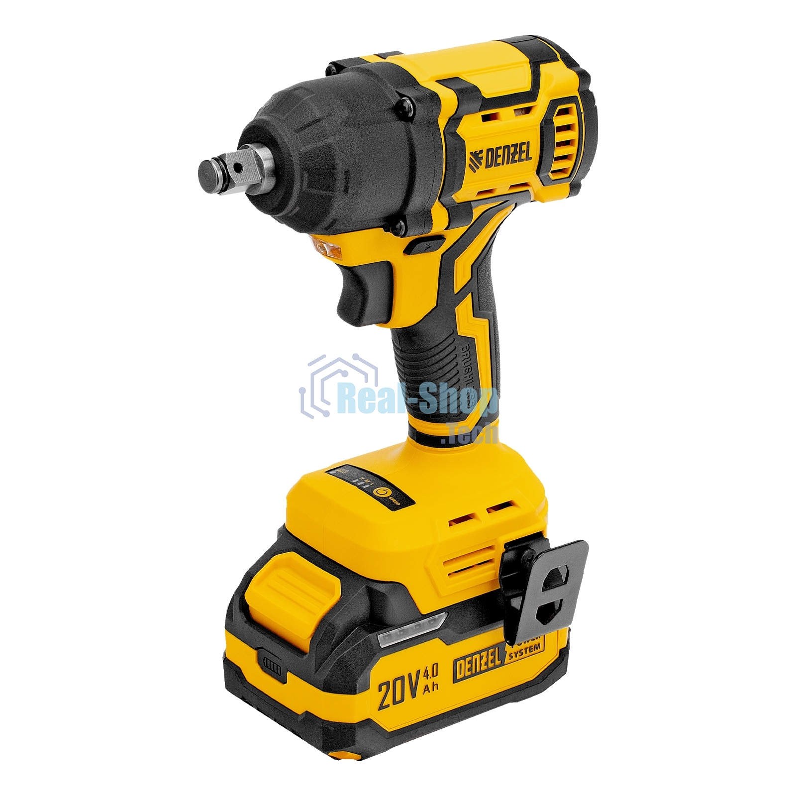 Гайковерт ударный аккумуляторный бесщет. Denzel CIWH-BL-20-500, Li-Ion, 20 В