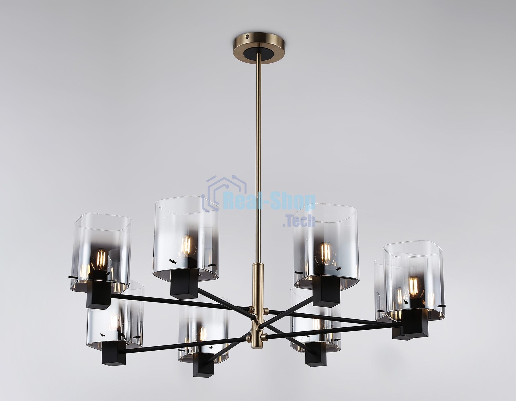 Люстра Ambrella light LH57043/8 BK/DBS/SM черный/темная латунь/дымчатый E14/8 max 40W D830*710