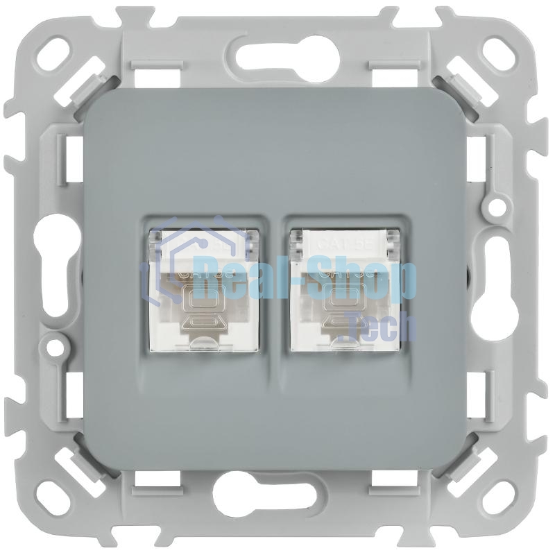 Розетка 2-местная компьютерная RJ45 категория 5Е UTP РК5е-2-0-ФлС серый FLITE