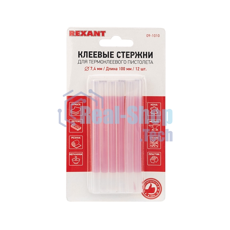 Клеевые стержни Rexant, Ø7 мм, 100 мм, прозрачные, 12 шт., блистер