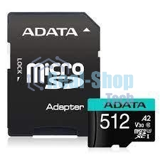 Флеш карта MICRO SDXC 512Gb W/AD. AUSDX512GUI3V30SA2-RA1 ADATA