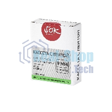 Кассета с лентой S'OK by Sakura Printing TZED21 для Brother, черный на зеленом, 9мм/8м, наклейка