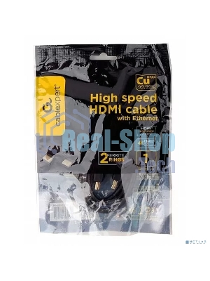 Кабель HDMI Cablexpert CCF2-HDMI4-1M, 19M/19M, v2.0, медь, позол.разъемы, экран, 2 фер.кольца, 1м, черный, пакет