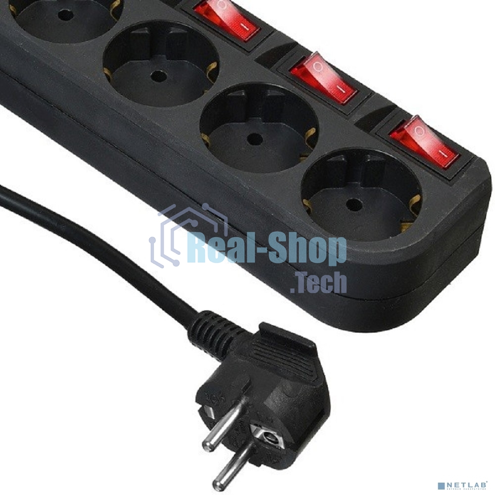 Сетевой фильтр Buro 500SH-1.8-SW-B 1.8 м (5 розеток) черный (коробка)