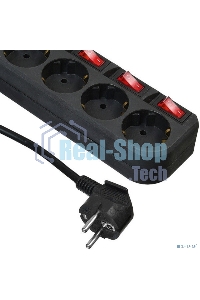 Сетевой фильтр Buro 500SH-1.8-SW-B 1.8 м (5 розеток) черный (коробка)