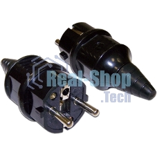 Вилка CEE 7/7 Schuko, 16A, 250V, прямая, разборная, черная Вилка CEE 7/7 Schuko, 16A, 250V, прямая, разборная, черная
