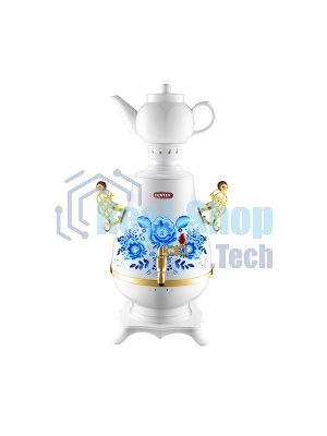 Самовар Centek СТ-0092 A (белый+рисунок+золото), 4.0л, 2300Вт, поддерж.t + LED индикатор, керам зав.