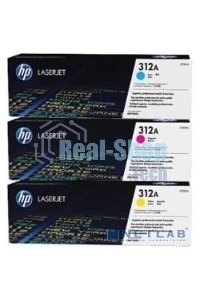 Картридж лазерный набор Hewlett-Packard 312A CF440AM голубой, желтый, пурпурный для HP CLJ Pro M476 2400 стр.