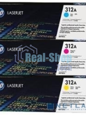 Картридж лазерный набор Hewlett-Packard 312A CF440AM голубой, желтый, пурпурный для HP CLJ Pro M476 2400 стр.