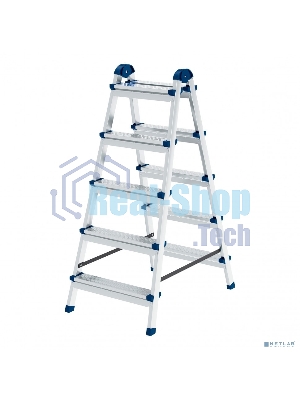 Стремянка двухсторонняя Сибртех 5 ст., сталь профиль, стальные ступени