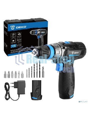 Дрель-шуруповерт Deko DKCD12V PRO, 12 В, 1.5 Ач, 32 Нм, щеточный