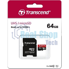 Флеш карта microSDXC 64Gb Class10 Transcend TS64GUSDU1 + adapter