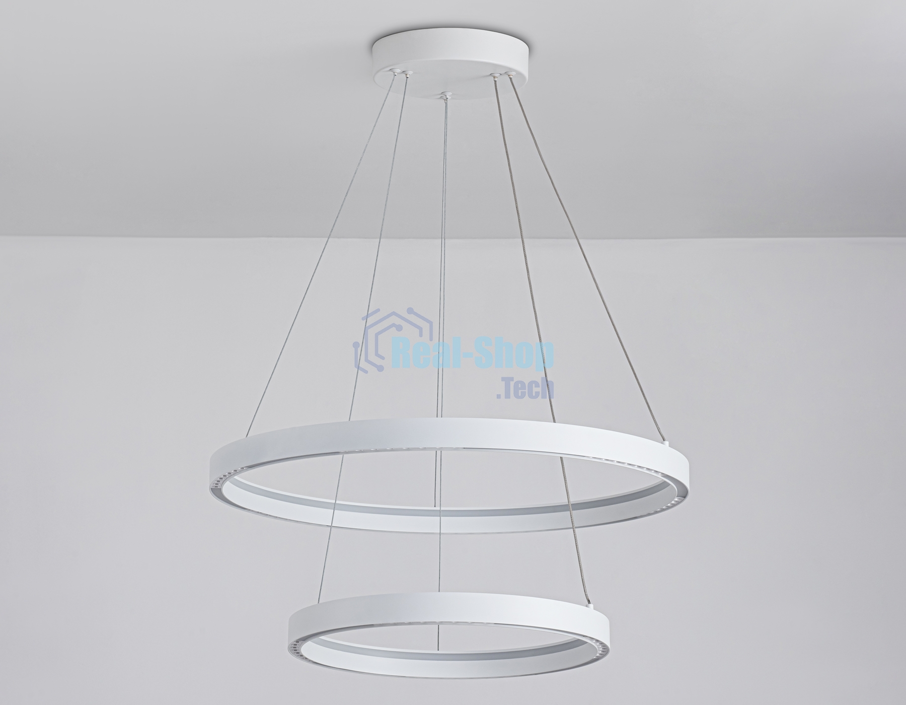 Подвесной светодиодный светильник Ambrella light FL5862/2 WH белый 45W 3000K/4200K/6400K D600/400*830 (без ПДУ)