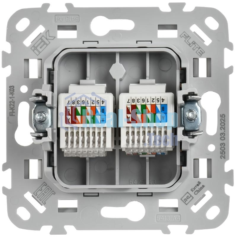 Розетка 2-местная компьютерная RJ45 категория 5Е UTP РК5е-2-0-ФлС серый FLITE