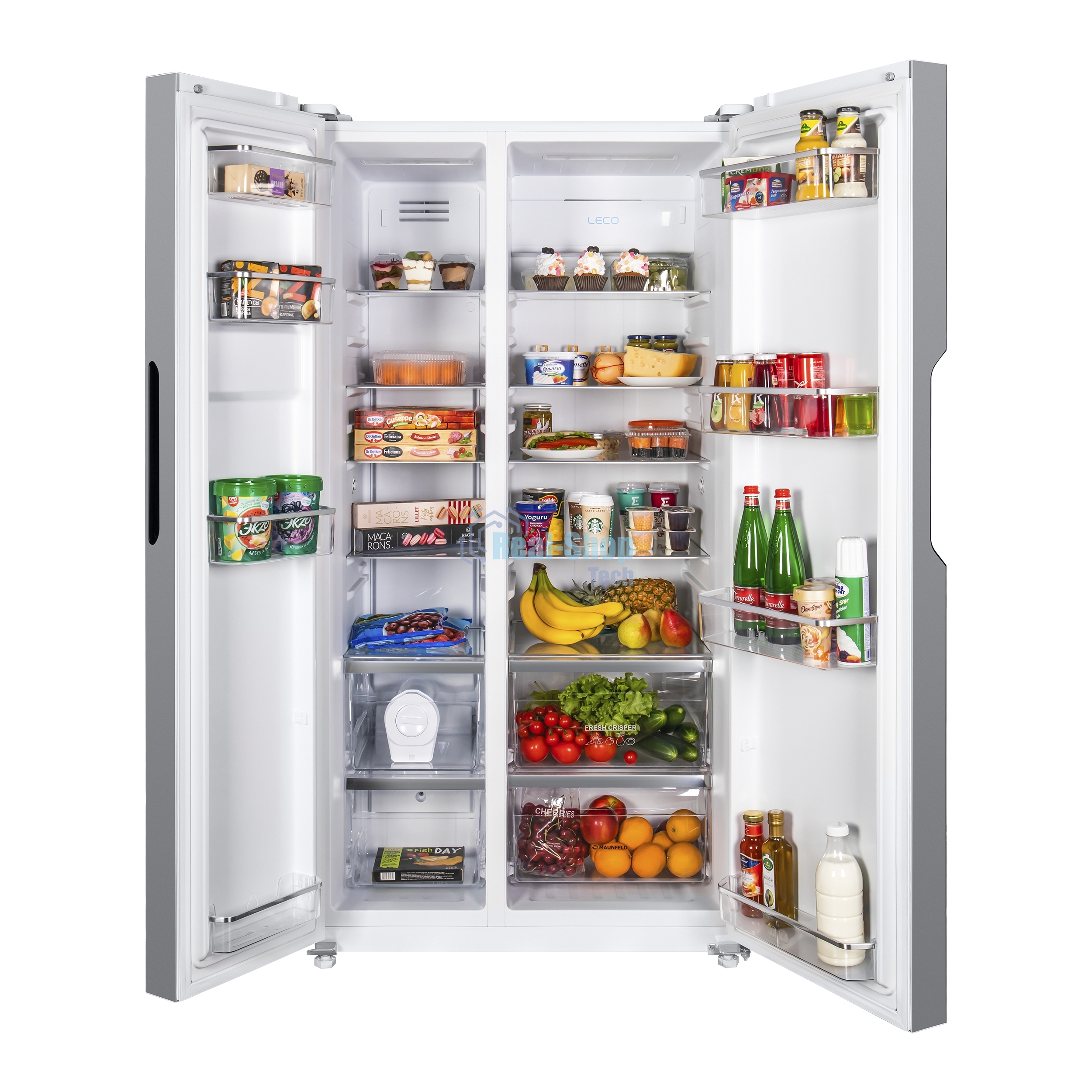 Холодильник Maunfeld MFF177NFW белый глянец двухкамерный 263/170л морозилка сбоку, No Frost, Side by Side