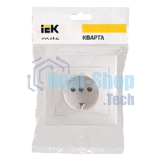 Розетка Iek ERK14-K01-16-DM РС10-3-КБ 1местн. c з/к без защ.штор. 16А КВАРТА (белый)
