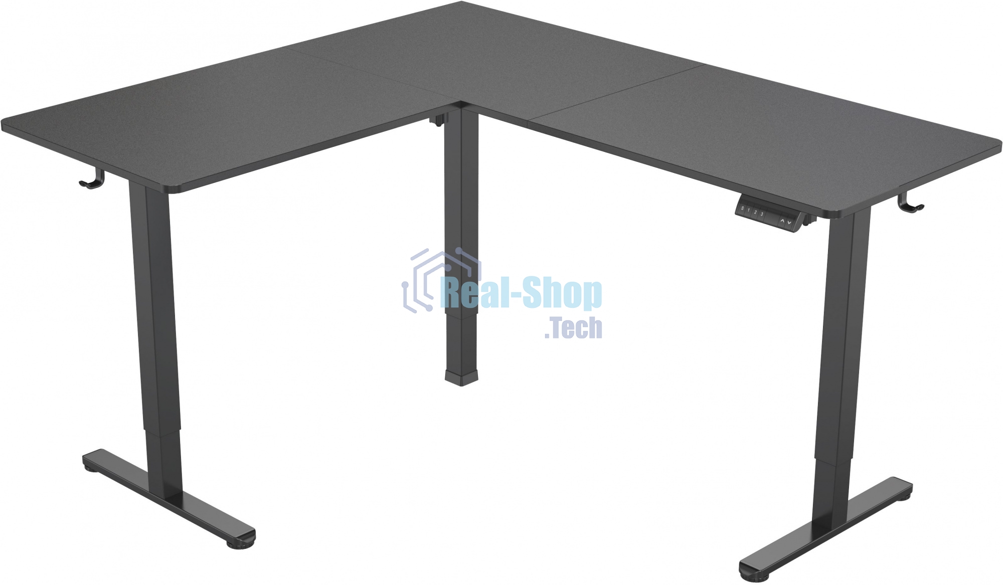 Стол компьютерный Cactus угловой подъемный столешница МДФ черный каркас черный 1600х1400х720х1180 мм (CS-EDXL-BBK)