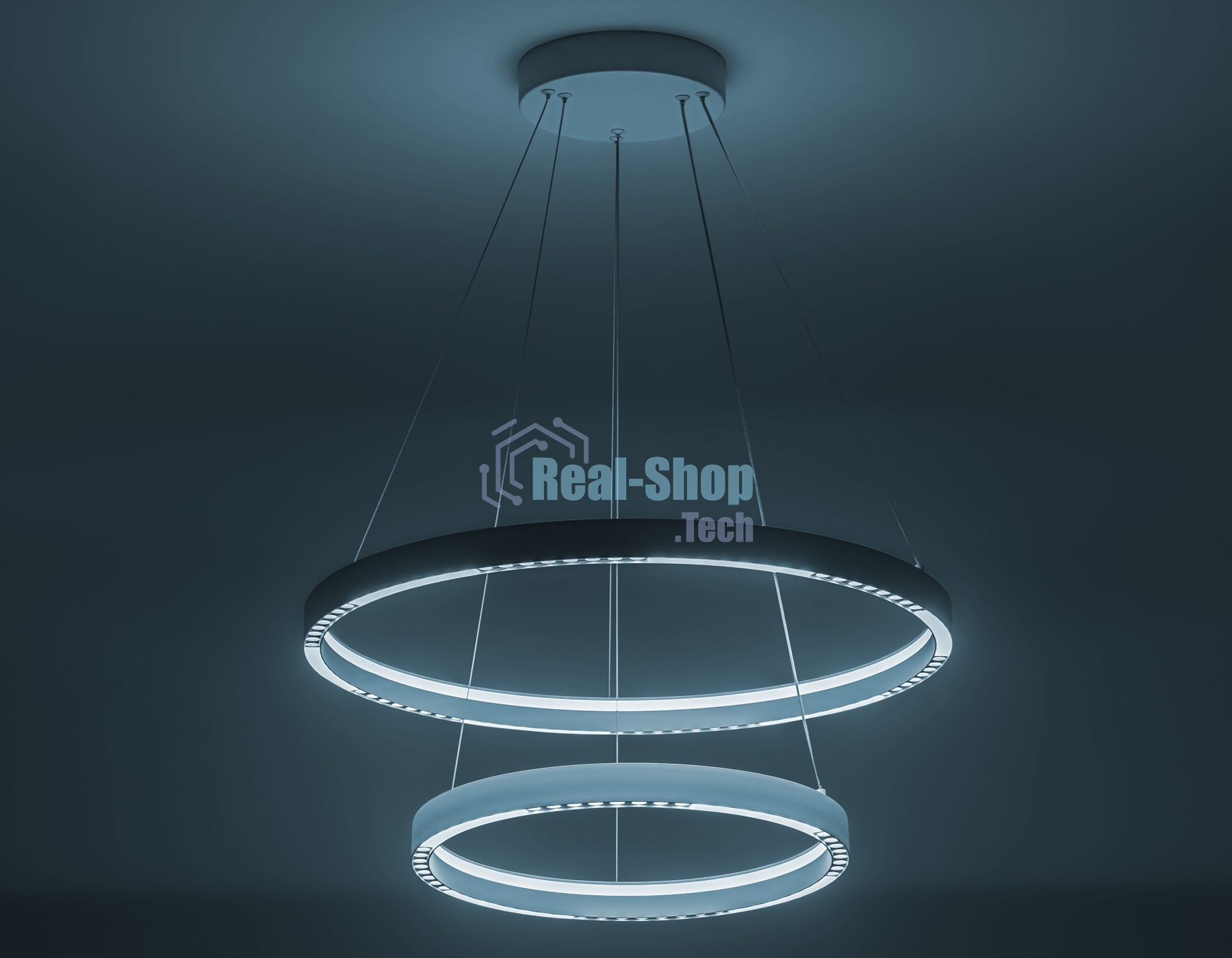 Подвесной светодиодный светильник Ambrella light FL5862/2 WH белый 45W 3000K/4200K/6400K D600/400*830 (без ПДУ)