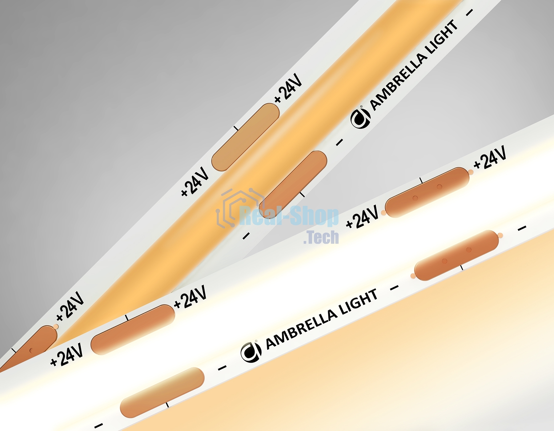 Светодиодная лента Ambrella light GS4651 COB 320Led/ 10W m/ 24V IP20 3000K/ 5000*8*1.54mm (2 конт.)