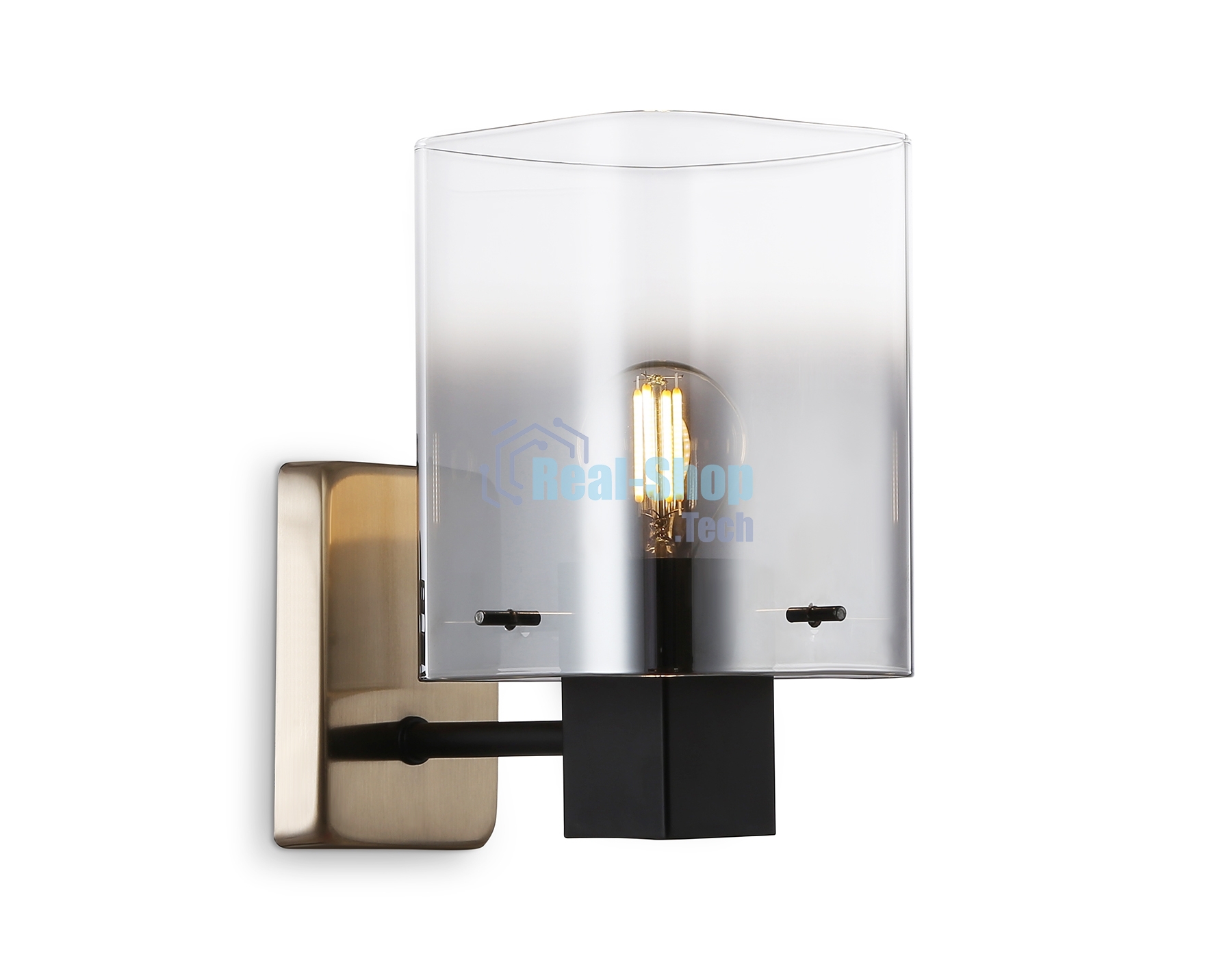 Настенный светильник Ambrella light LH57045 BK/DBS/SM черный/темная латунь/дымчатый E14 max 40W 195*110*185