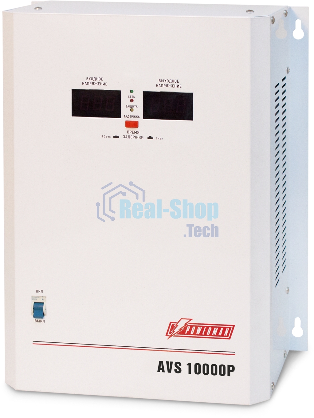 Стабилизатор напряжения Powerman AVS 10000P White (10000ВА,50А,КПД 98%, циф. индикация вх./вых. напряж.)