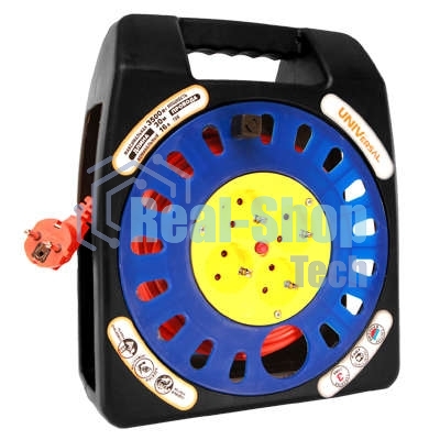 Удлинитель 4х30 м с заземл. 16А IP20 У16-012 термо ПВС 3х1 в закрытом корпусе защ. шторки UNIVersal 1674