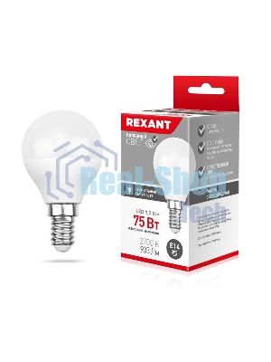 Лампа светодиодная Rexant шарик (GL) 9,5 Вт E14 903 лм 2700 K теплый свет