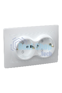 Розетка силовая Iek ERK21-K01-16-DM РСш12-3-КБ 2 местн. c з/к с защ.штор. 16А КВАРТА (белый)