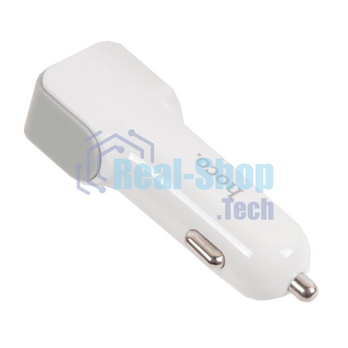 Автомобильное зарядное устройство HOCO z23 grand style dual-port car charger set with lightning cable, белый