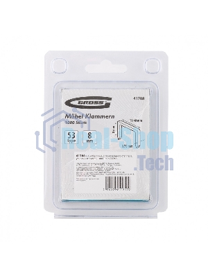 Скобы Gross 8 мм, для мебельного степлера, усиленные, тип 53, 1000 шт.