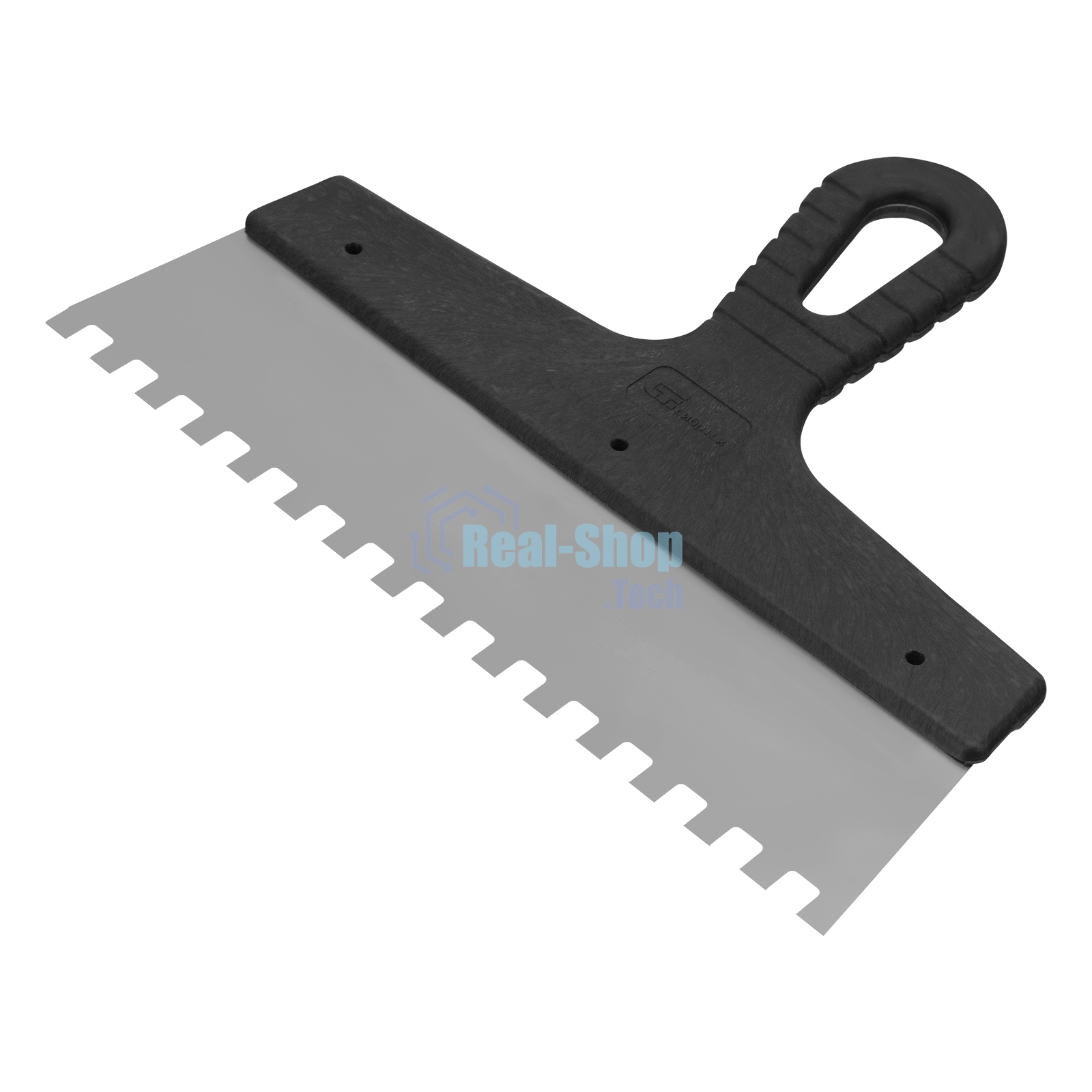 Шпатель из нержавеющей стали Сибртех 250 мм, зуб 8х8 мм, пластмассовая ручка