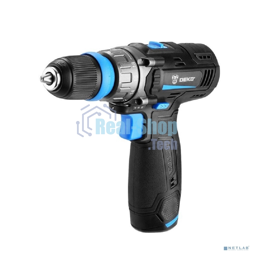 Дрель-шуруповерт Deko DKCD12V PRO, 12 В, 1.5 Ач, 32 Нм, щеточный