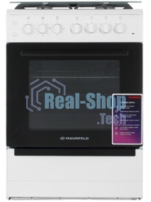 Плита комбинированная Maunfeld MGC60ECW04 белый, газовых конфорок 4 шт, духовка электрическая 65 л, 60 см x 88 см x 65 см