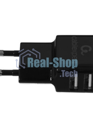 Сетевое зарядное устройство Cablexpert MP3A-PC-12 100/220V - 5V USB 2 порта, 2.1A, черный